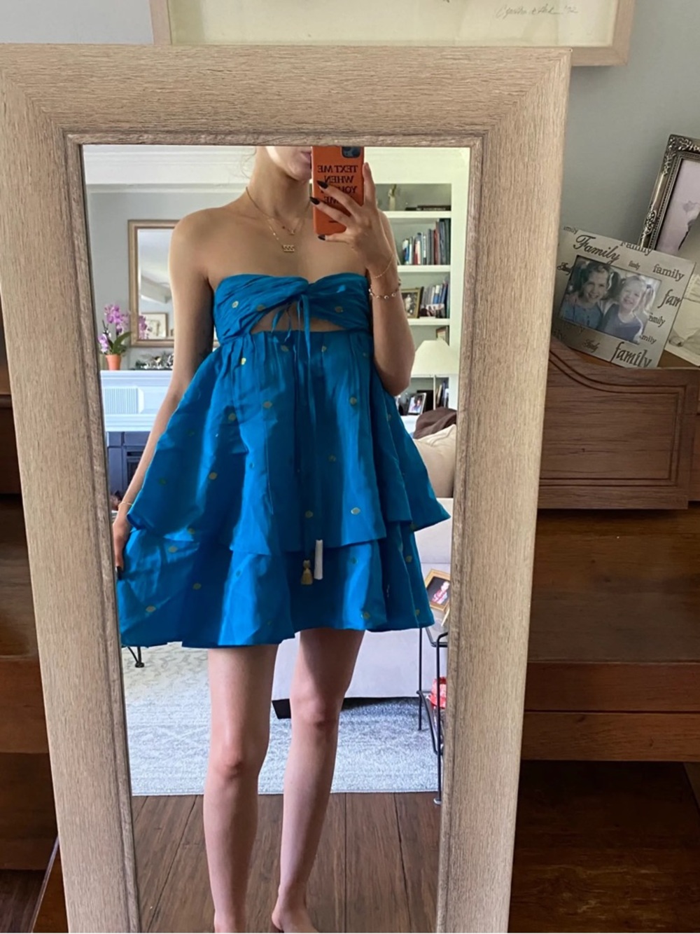 Free People Ollari Tiered Mini Dress with Gold Dot Accents